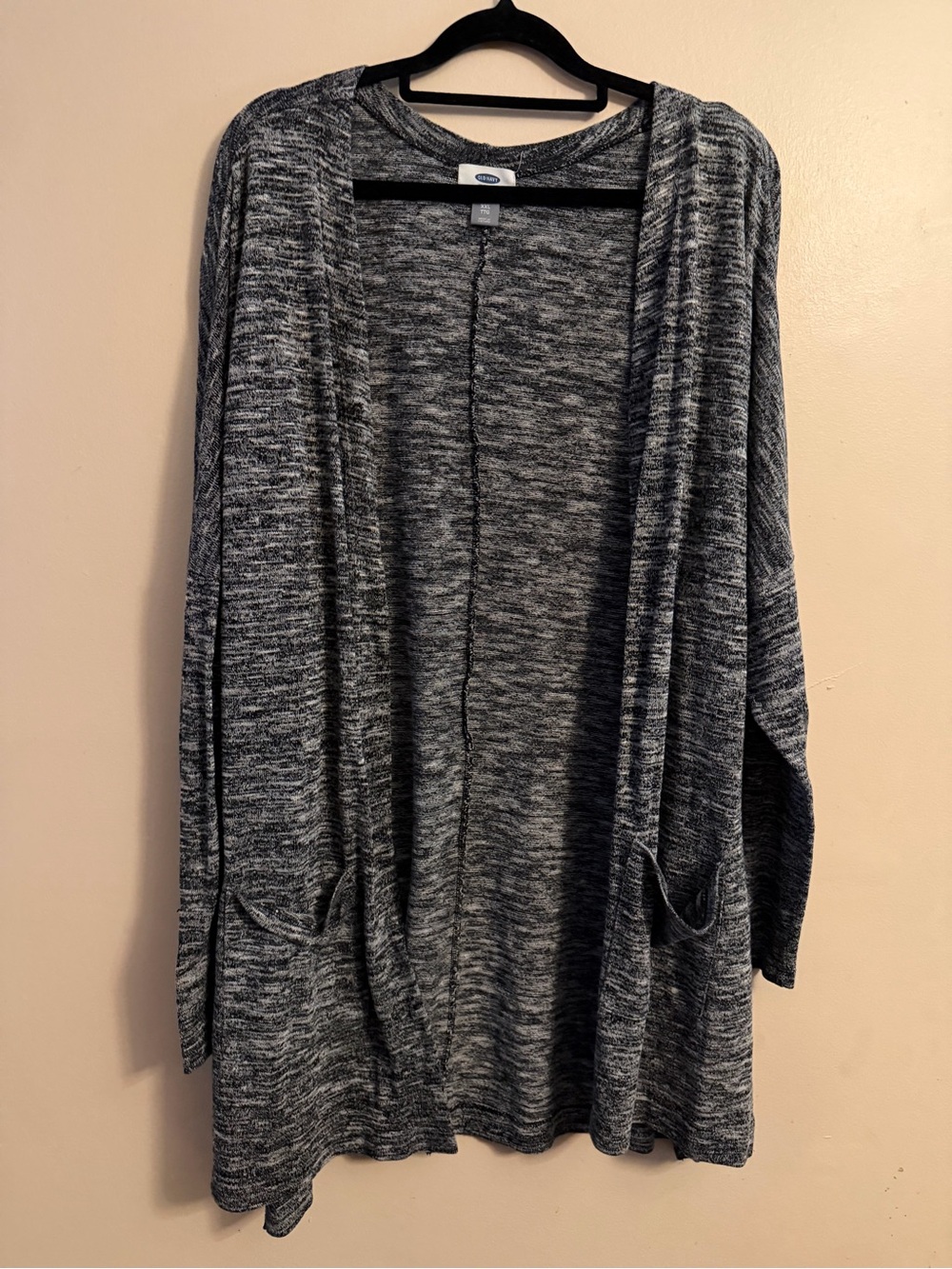 Old Navy Black Gray Marled Open Cardigan with Pockets